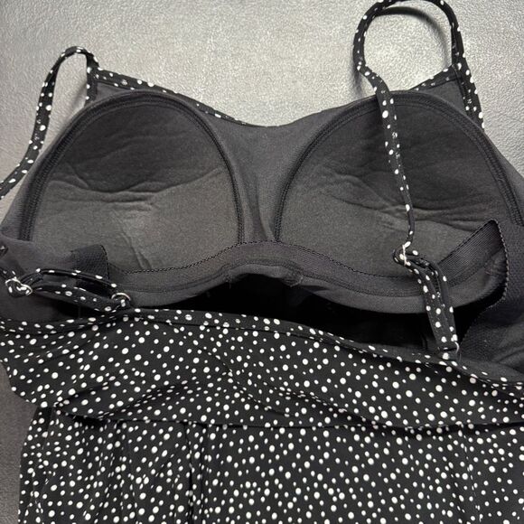 Coastal Cove D cup Black Polka Dot Tankini Top with 3 tiers that flatter! Sz16 - Picture 5 of 8
